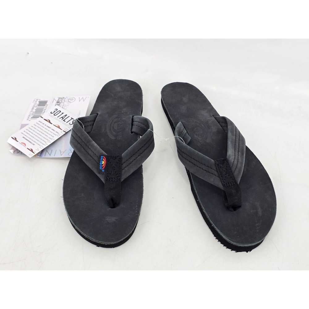 Rainbow Sandals 301ALTS Flip Flops Women Large 10 Black Leather - New